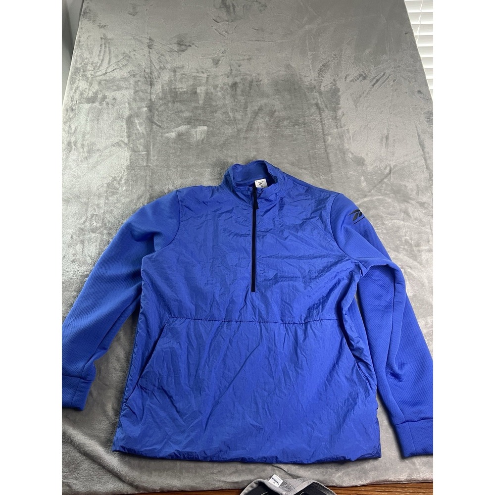 Reebok Mens Jacket XL Blue Quarter Zip Speedwick Lightweight Pullover